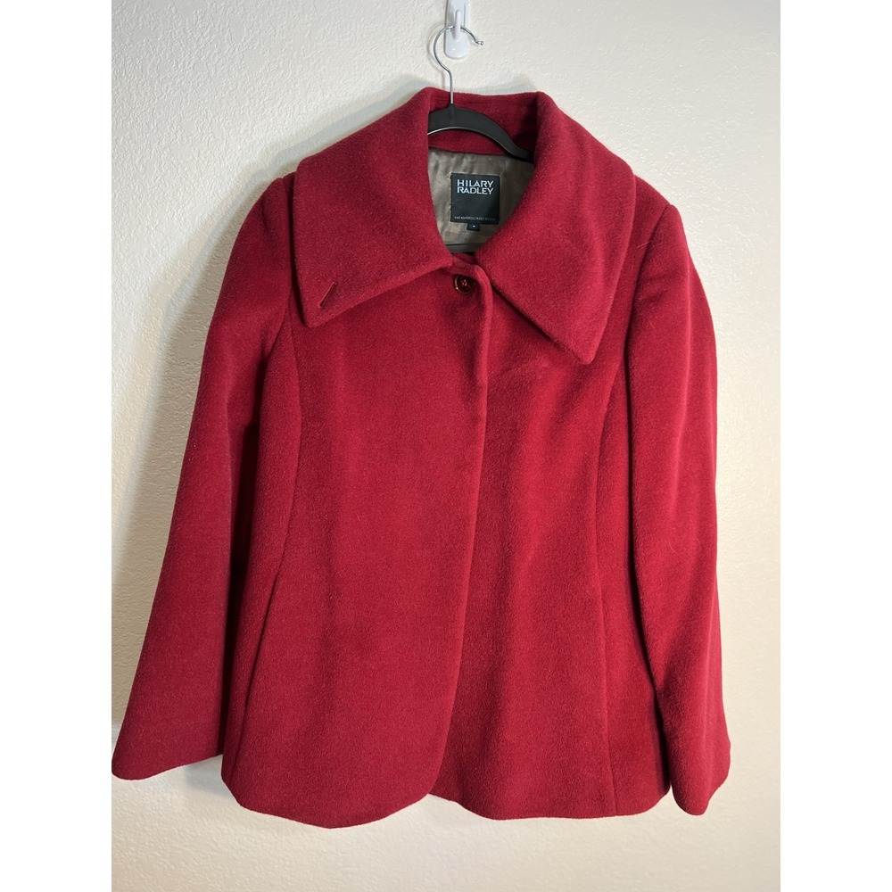 Hilary Radley Jacket Coat Womens‎ 8 Red Alpaca Wool